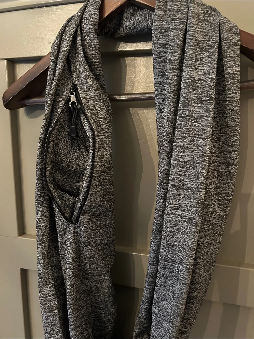 Infinity Circle Scarf With Zippered Pocket Gray